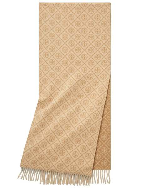  Tory Burch T Monogram Scarf - Neutrals 