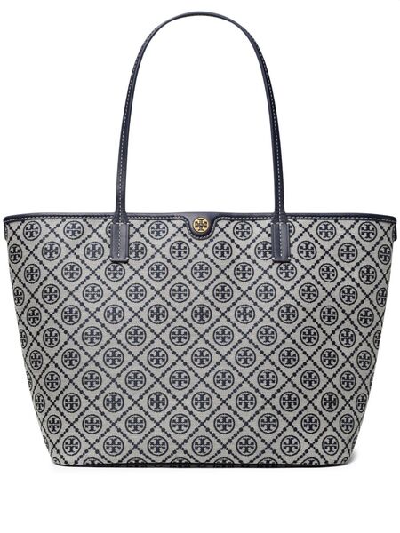  Tory Burch T Monogram Zip Tote Bag - Blue 