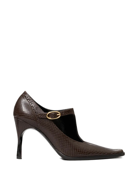  Tory Burch Twisted-heel Monk Strap Pumps - Brown 