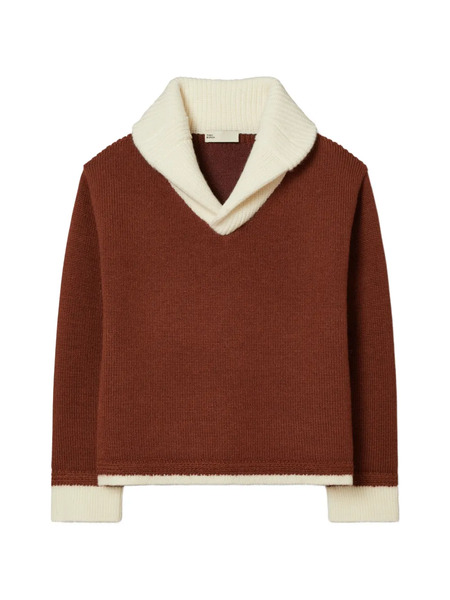  Tory Burch V-neck Colour-block Sweater - Brown 