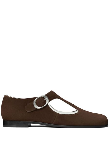  Tory Burch Violet T Strap Loafers - Brown 