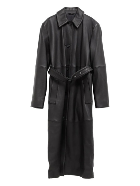  Toteme Belted Leather Coat - Black 