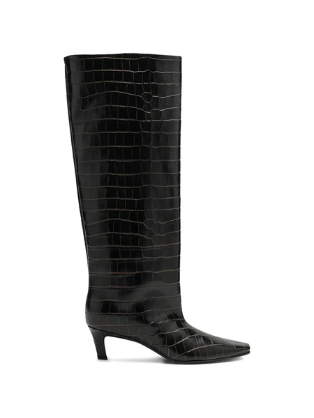 Toteme Croc-embossed Knee-high Boots - Brown 