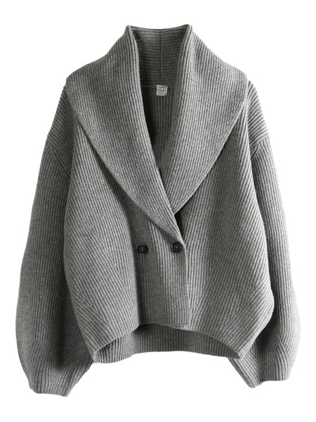  Toteme Double-breasted Shawl-lapel Cardigan - Grey 