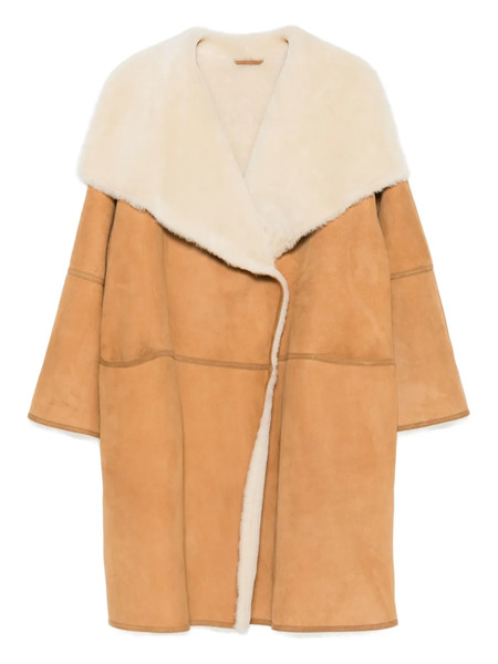  Toteme Draped Shearling Coat - Brown 