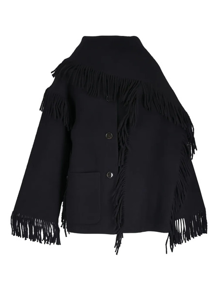  Toteme Fringed-scarf Buttoned Oversized Jacket - Black 