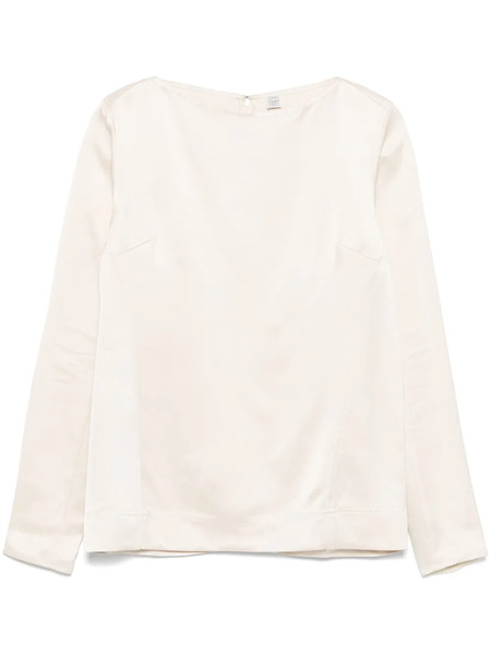  Toteme Long-sleeve Satin Top - Neutrals 
