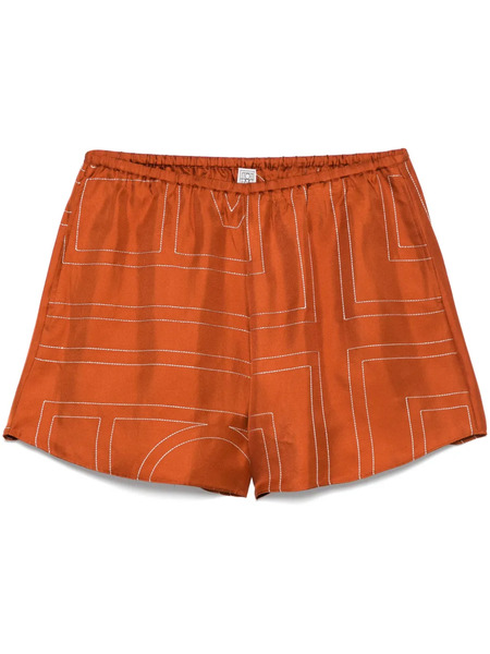  Toteme Monogram Silk Shorts - Brown 