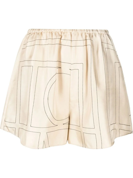  Toteme Monogram Silk Shorts - Neutrals 