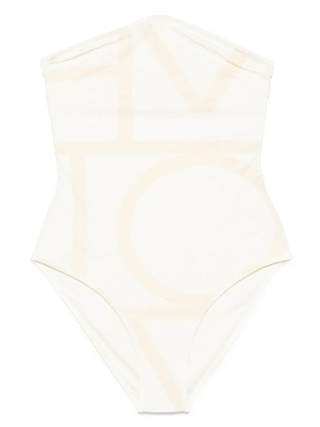  Toteme Monogram Strapless Swimsuit - Neutrals 