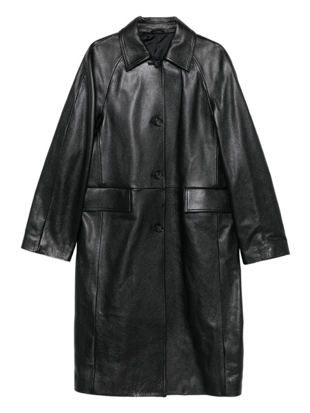  Toteme Raglan-sleeves Leather Coat - Black 