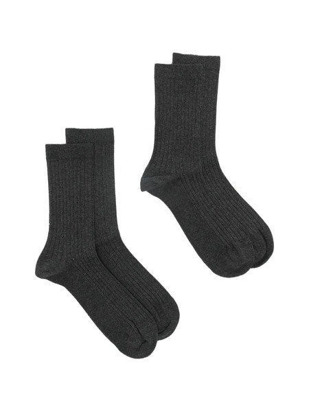  Toteme Ribbed Crew Socks (set Of Two) - Grey 