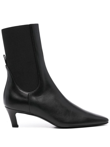  Toteme The Mid Heel Leather Boots - Black 