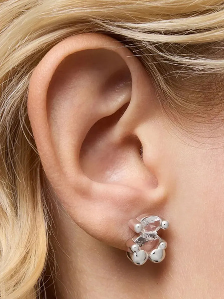  Tous Bear-shaped Crystal Earrings - Silver 