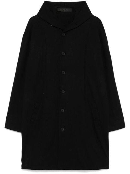  Transit Virgin Wool Hooded Coat - Black 