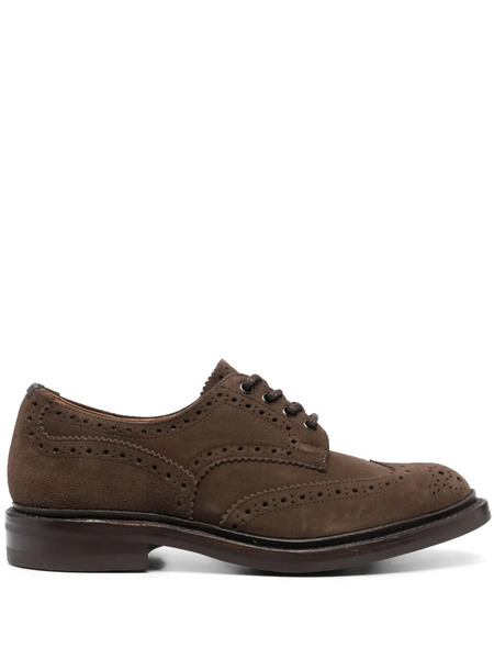  Tricker's Brogue-detail Suede Derby Shoes - Brown 