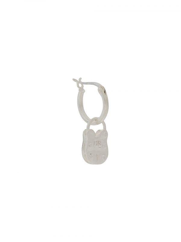  True Rocks Single Padlock Hoop Earring - Silver 