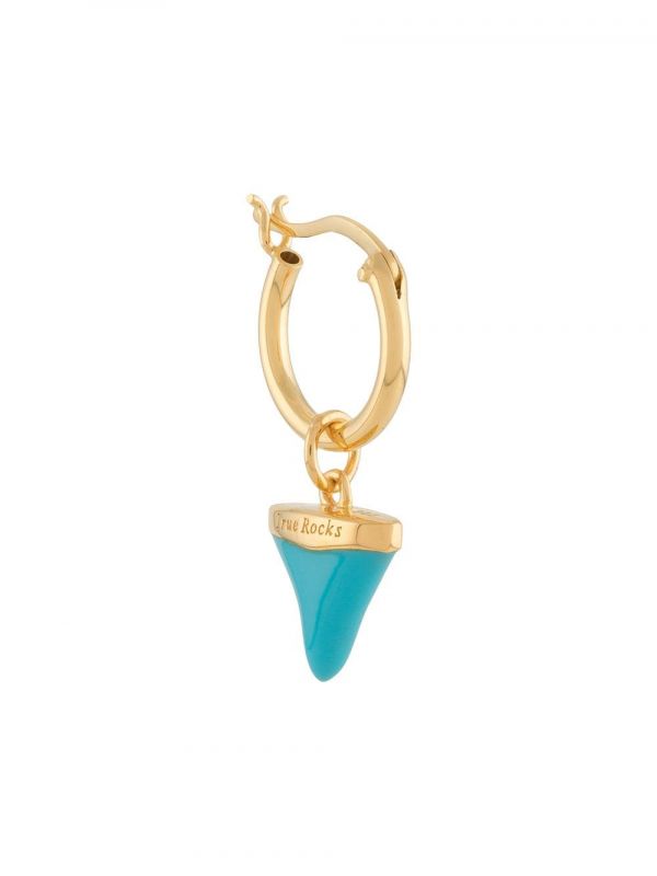  True Rocks Single Shark Tooth Hoop Earring - Gold 