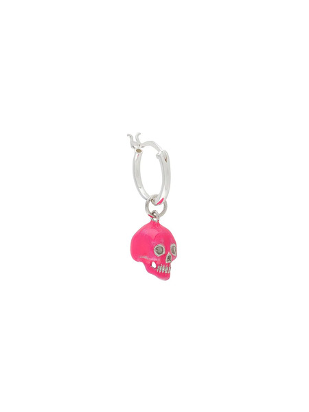 True Rocks Skull-drop Hoop Earring - Silver 