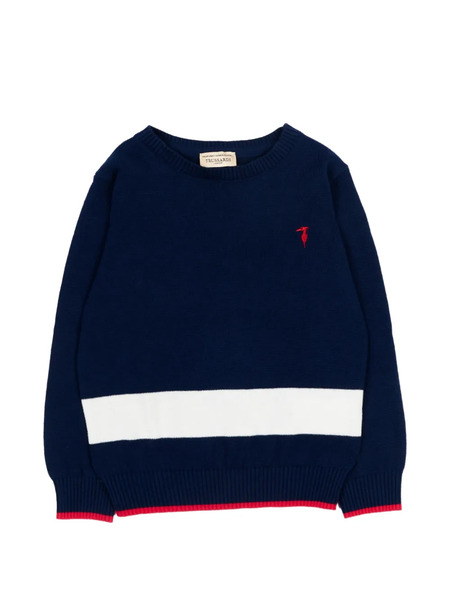  Trussardi Junior Embroidered Striped Sweater - Blue 