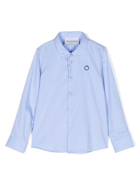  Trussardi Junior Logo-embroidered Button-down Shirt - Blue 