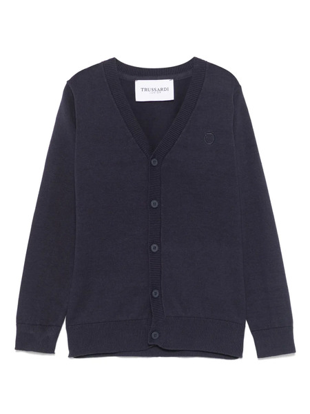  Trussardi Junior Logo-embroidered Cardigan - Blue 