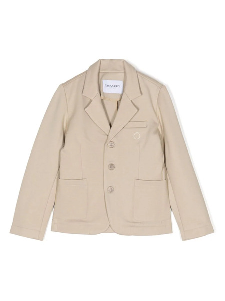  Trussardi Junior Logo-embroidered Single-breasted Blazer - Brown 