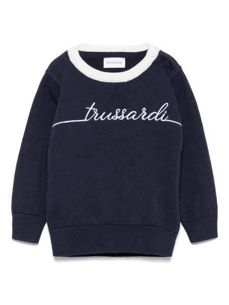 Trussardi Junior Logo-embroidered Sweater - Blue 