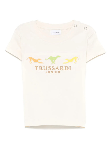  Trussardi Junior Logo-embroidered T-shirt - Neutrals 