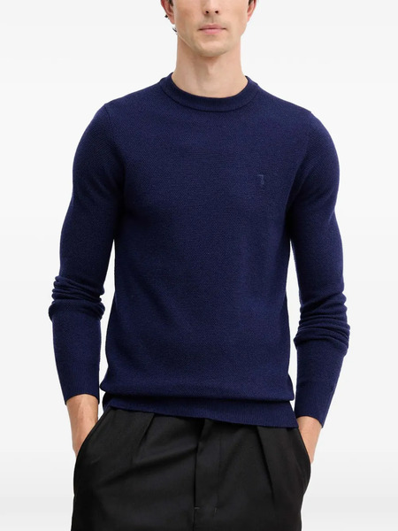  Trussardi Textured Logo Sweater - Blue 