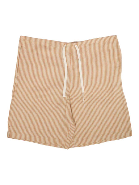  Ts(s) Striped Drawstring-waist Shorts - Brown 