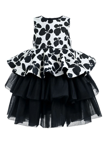  Tulleen Nazareen Floral Tiered Dress - Black 