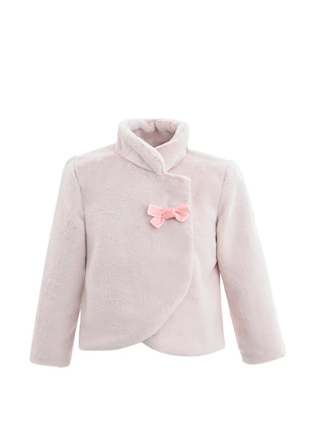  Tulleen Plush Asymmetrical Bow Coat - Pink 