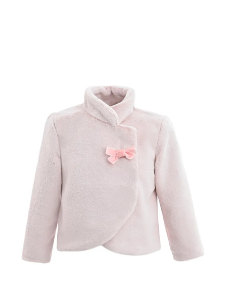  Tulleen Plush Asymmetrical Bow Coat - Pink 