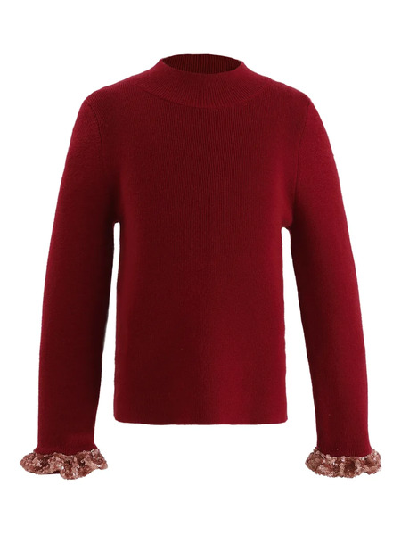  Tulleen Ruffled Sweater - Red 