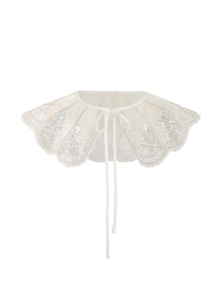 Tulleen Sequin Lace Stole - Neutrals 