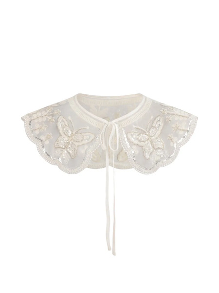  Tulleen Sequin Tie-front Stole - Neutrals 