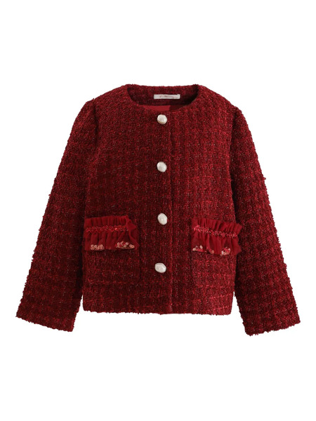  Tulleen Tweed Button-fastening Jacket - Red 