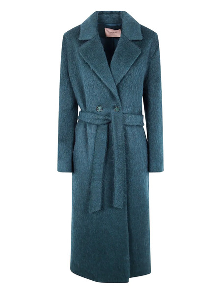  Twinset Belted Double-breasted Coat - Green 