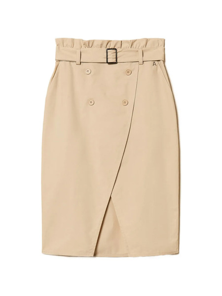  Twinset Belted Poplin Midi Skirt - Neutrals 