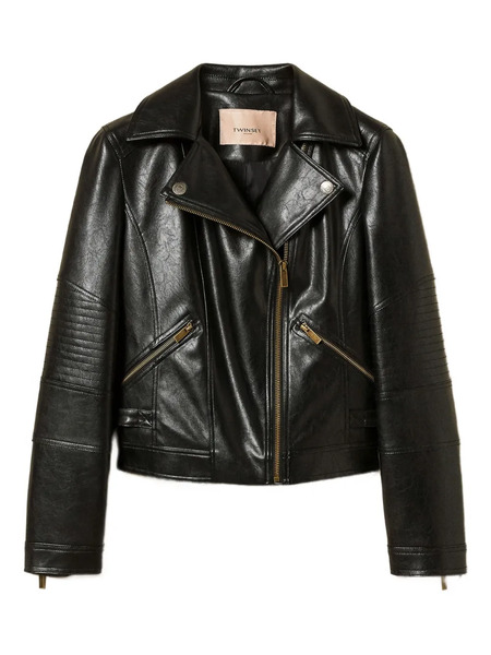 Twinset Biker Quilted-panel Jacket - Black 