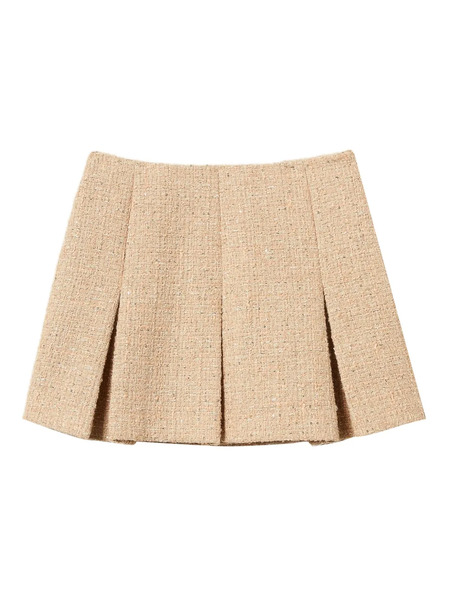  Twinset Bouclé Pleated Mini Skirt - Neutrals 