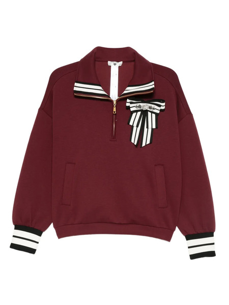  Twinset Bow-detail Short-zip Sweatshirt - Red 