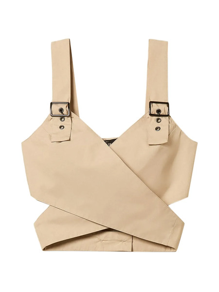  Twinset Buckled Poplin Top - Neutrals 