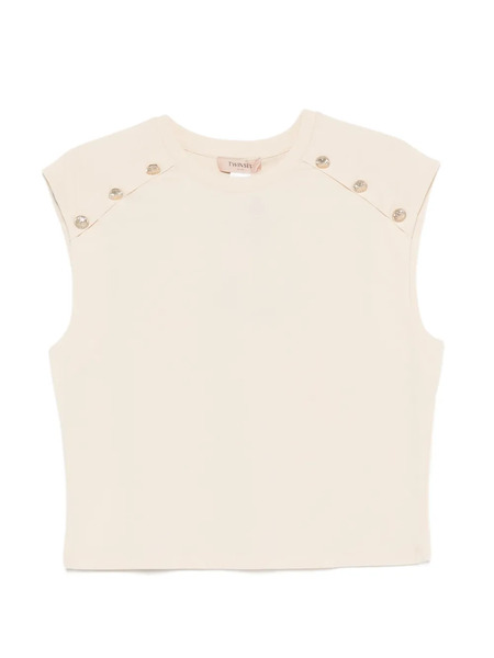  Twinset Button-embellished Top - Neutrals 