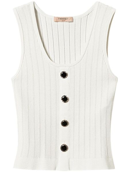  Twinset Button-up Knitted Top - White 
