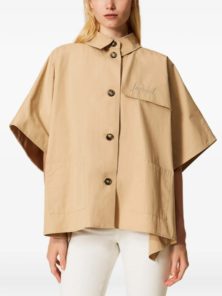  Twinset Button Woven Poncho - Neutrals 