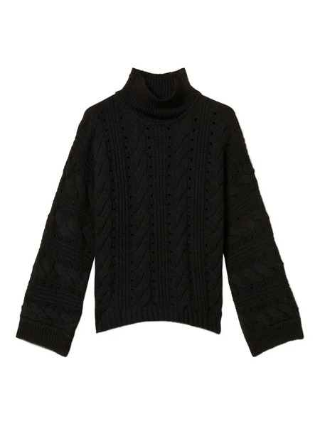  Twinset Cable Knit Sweater - Black 