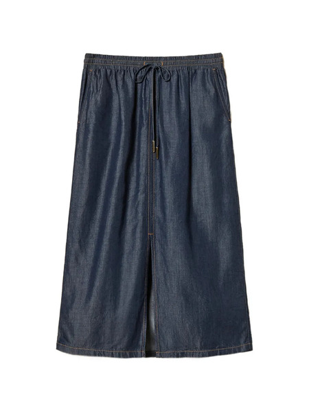  Twinset Chambray Midi Skirt - Blue 