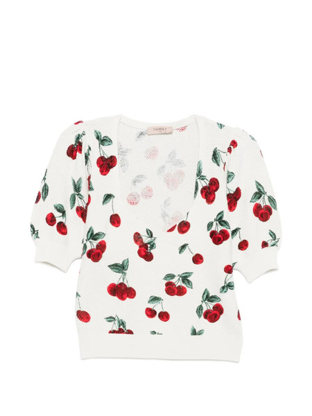  Twinset Cherry-print Sweater - Neutrals 